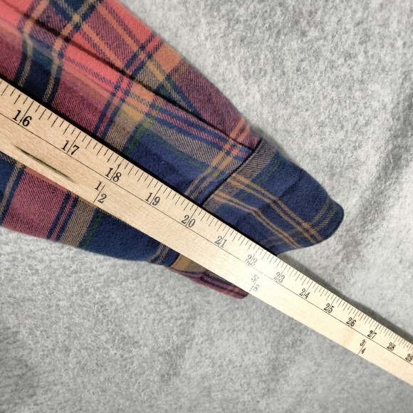 Madewell Button Down Shirt Womens Size L Red Blue Plaid Long Sleeve - Picture 5 of 11